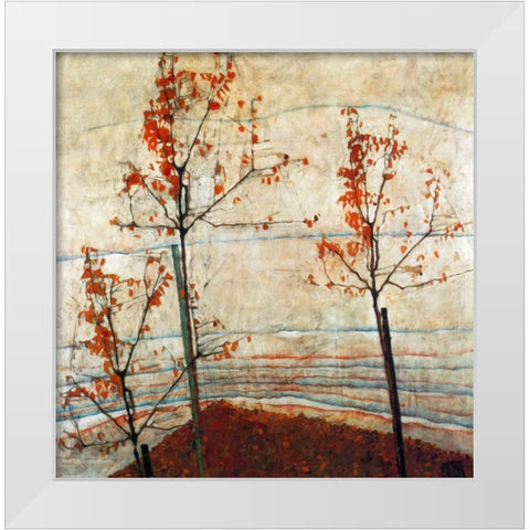 Autumn Trees 1911 White Modern Wood Framed Art Print by Schiele, Egon