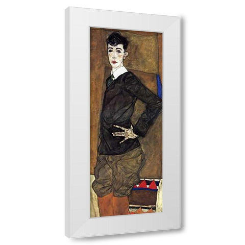 Portrait Of Erich Lederer White Modern Wood Framed Art Print by Schiele, Egon