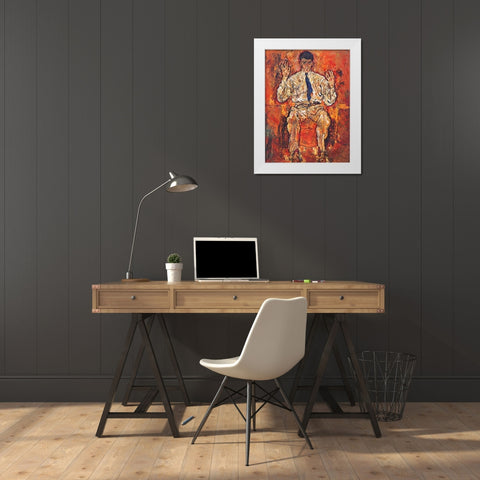 Portrait Of Painter Paris Von Gutersloh White Modern Wood Framed Art Print by Schiele, Egon