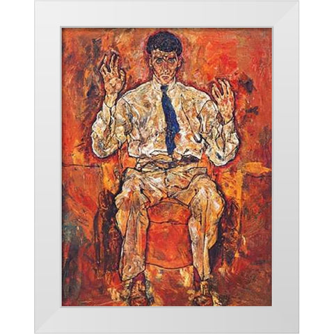 Portrait Of Painter Paris Von Gutersloh White Modern Wood Framed Art Print by Schiele, Egon