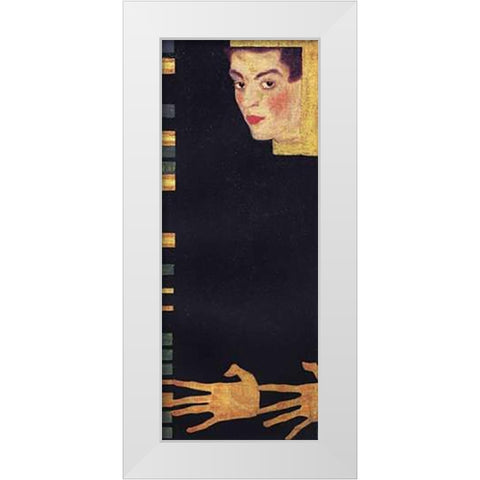 Self Portrait With Spread Fingers White Modern Wood Framed Art Print by Schiele, Egon