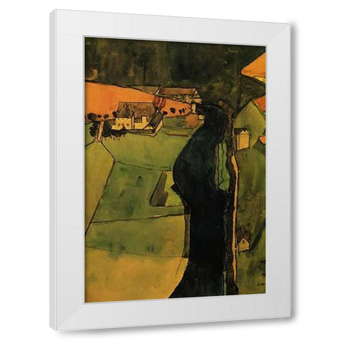 Town On The Blue River 1910 White Modern Wood Framed Art Print by Schiele, Egon