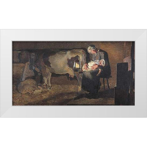 The Two Mothers White Modern Wood Framed Art Print by Segantini, Giovanni