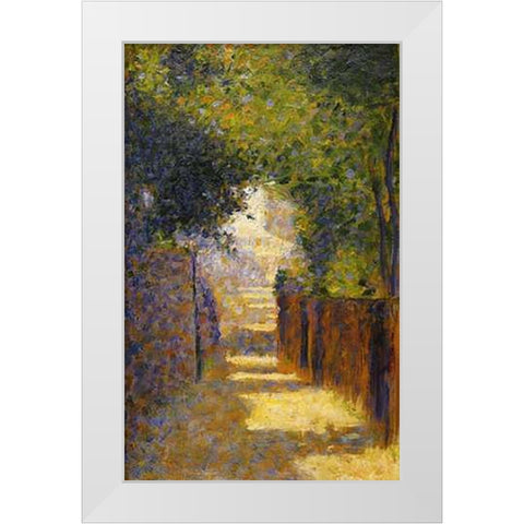 Rue Saint-Vincent Montmarte In Spring White Modern Wood Framed Art Print by Seurat, Georges