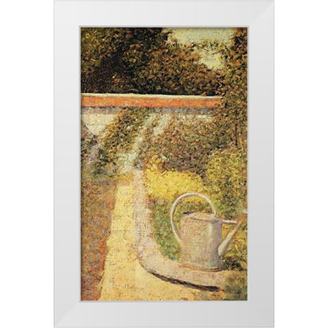 The Watering Can Garden At Le Raincy White Modern Wood Framed Art Print by Seurat, Georges