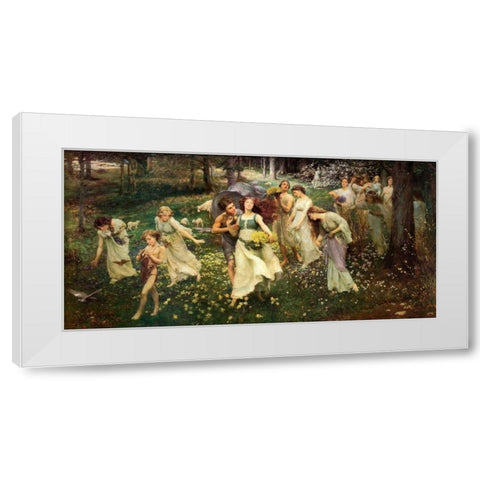Ward The Progress Of Spring 1905 White Modern Wood Framed Art Print by Seurat, Georges