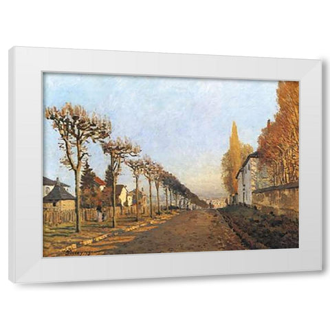 Chemin de la Machine, Louveciennes White Modern Wood Framed Art Print by Sisley, Alfred