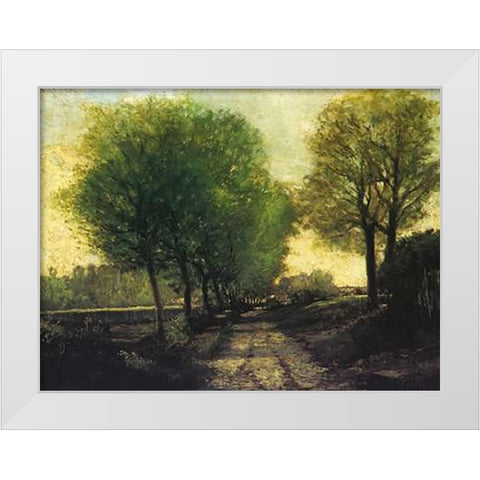 Lane Near A Small Town White Modern Wood Framed Art Print by Sisley, Alfred