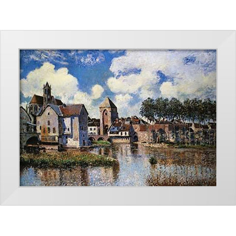Moret Sur Loing White Modern Wood Framed Art Print by Sisley, Alfred