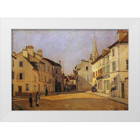 Square At Argenteuil White Modern Wood Framed Art Print by Sisley, Alfred
