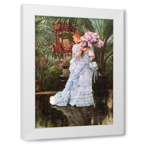 Bunch Of Lilacs White Modern Wood Framed Art Print by Tissot, James