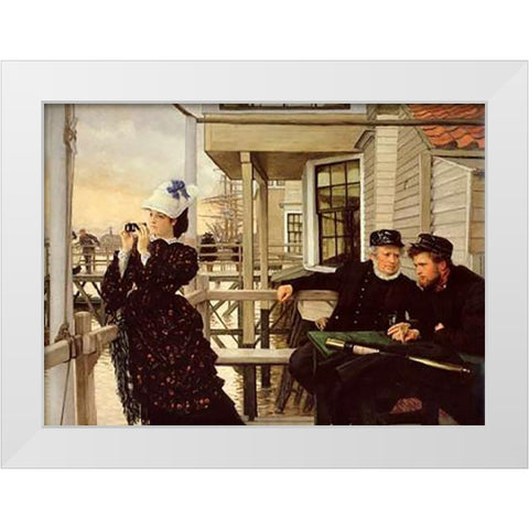Captains Daughter White Modern Wood Framed Art Print by Tissot, James