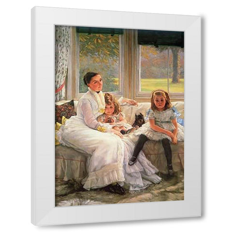 Chapple Gill Family Lower Lea Woolton White Modern Wood Framed Art Print by Tissot, James
