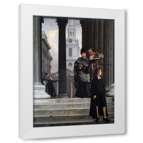 London Visitors White Modern Wood Framed Art Print by Tissot, James Jacques