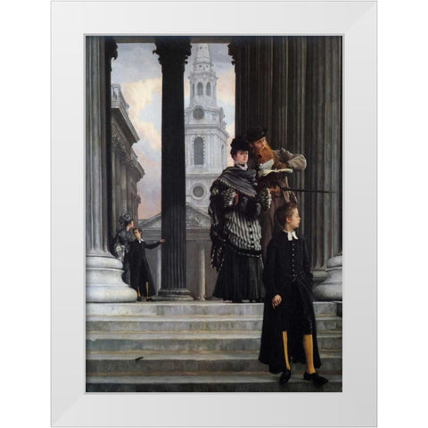 London Visitors White Modern Wood Framed Art Print by Tissot, James Jacques