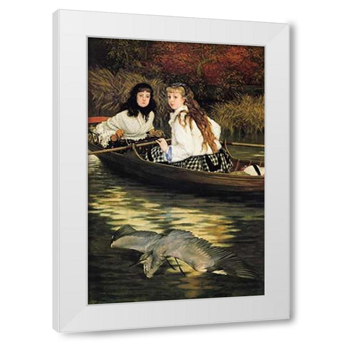 On The Thames A Heron 1872 White Modern Wood Framed Art Print by Tissot, James