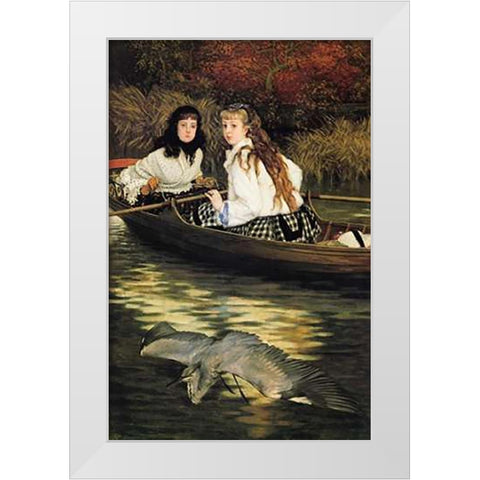 On The Thames A Heron 1872 White Modern Wood Framed Art Print by Tissot, James