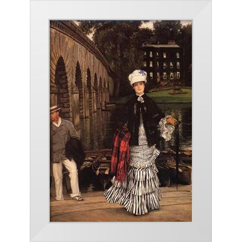 Return From Boating Trip White Modern Wood Framed Art Print by Tissot, James