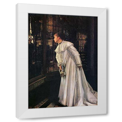 The Staircase White Modern Wood Framed Art Print by Tissot, James