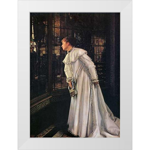 The Staircase White Modern Wood Framed Art Print by Tissot, James
