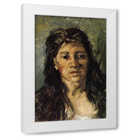 Head Of A Woman White Modern Wood Framed Art Print by Van Gogh, Vincent