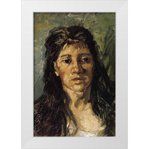 Head Of A Woman White Modern Wood Framed Art Print by Van Gogh, Vincent