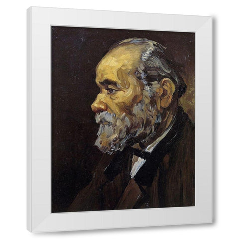 Head Of An Old Man White Modern Wood Framed Art Print by Van Gogh, Vincent