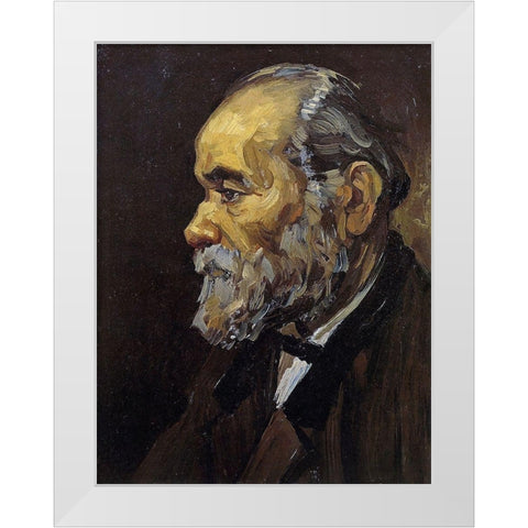 Head Of An Old Man White Modern Wood Framed Art Print by Van Gogh, Vincent