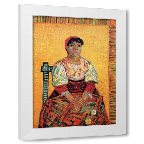 Italian Woman White Modern Wood Framed Art Print by Van Gogh, Vincent