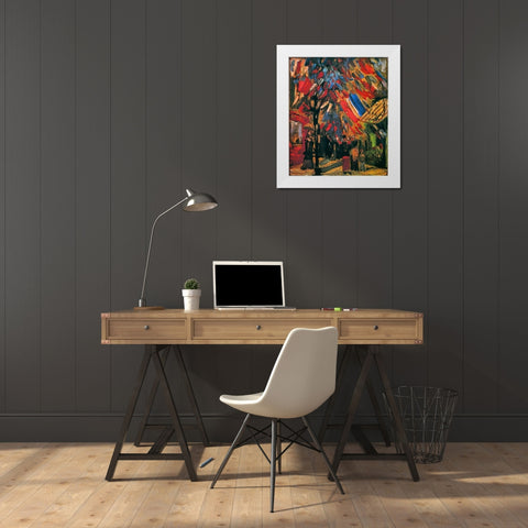 July 14th Celebration Paris White Modern Wood Framed Art Print by Van Gogh, Vincent