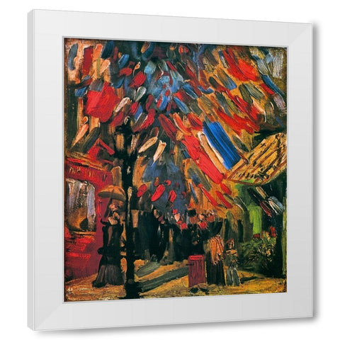 July 14th Celebration Paris White Modern Wood Framed Art Print by Van Gogh, Vincent