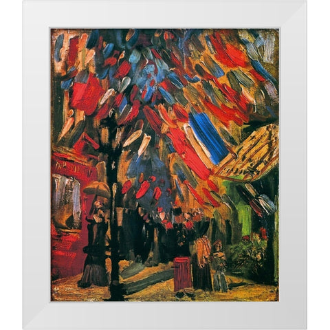 July 14th Celebration Paris White Modern Wood Framed Art Print by Van Gogh, Vincent