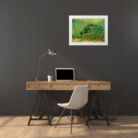 Kingfisher White Modern Wood Framed Art Print by Van Gogh, Vincent