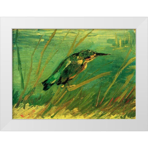 Kingfisher White Modern Wood Framed Art Print by Van Gogh, Vincent