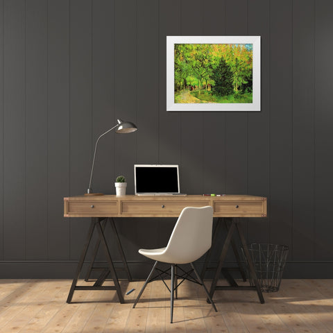 Lane In Public Gardens Arles White Modern Wood Framed Art Print by Van Gogh, Vincent