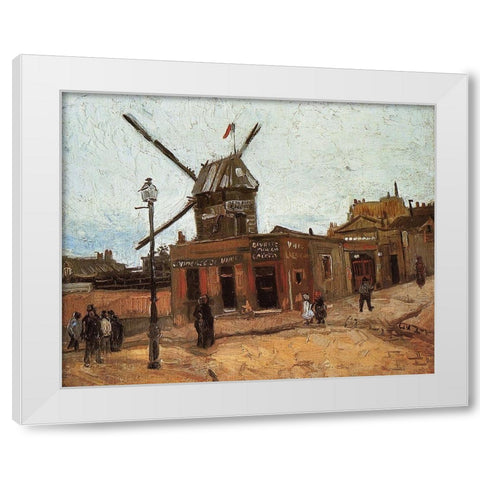 Le Moulin De La Galette 2 White Modern Wood Framed Art Print by Van Gogh, Vincent