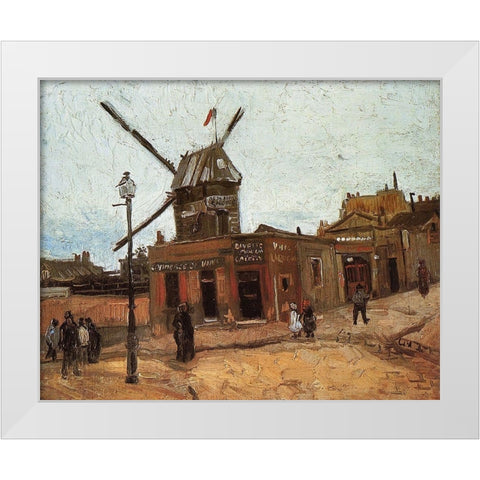Le Moulin De La Galette 2 White Modern Wood Framed Art Print by Van Gogh, Vincent