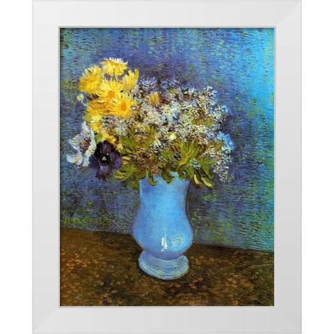 Lilacs Daisies Anemones White Modern Wood Framed Art Print by Van Gogh, Vincent