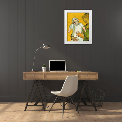 Madame Roulin And Baby White Modern Wood Framed Art Print by Van Gogh, Vincent