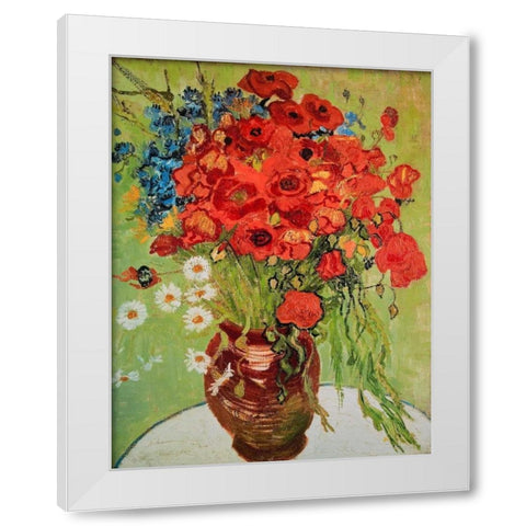 Marguerites et coquelicots White Modern Wood Framed Art Print by Van Gogh, Vincent