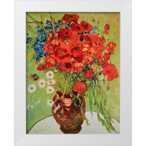 Marguerites et coquelicots White Modern Wood Framed Art Print by Van Gogh, Vincent