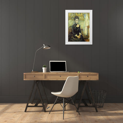 Mother By Cradle White Modern Wood Framed Art Print by Van Gogh, Vincent