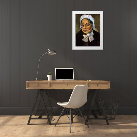 Old Woman White Cap White Modern Wood Framed Art Print by Van Gogh, Vincent