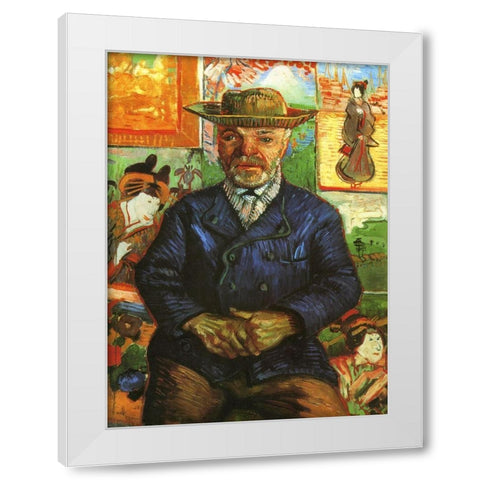 Portrait Pere Tanguy 2 White Modern Wood Framed Art Print by Van Gogh, Vincent