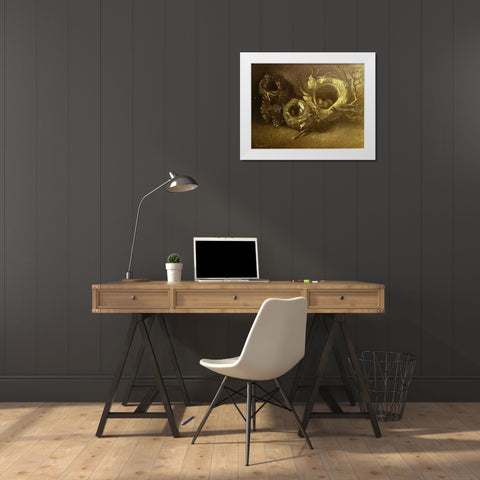 Still Life With Three Birds Nests White Modern Wood Framed Art Print by Van Gogh, Vincent