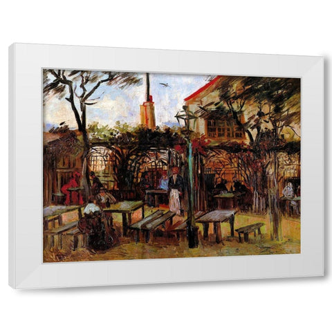 Terrace Of La Guinguette Cafe White Modern Wood Framed Art Print by Van Gogh, Vincent