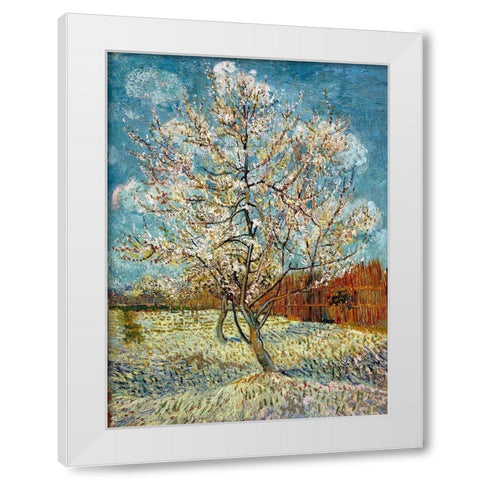The Pink Peach Tree 1888 White Modern Wood Framed Art Print by Van Gogh, Vincent