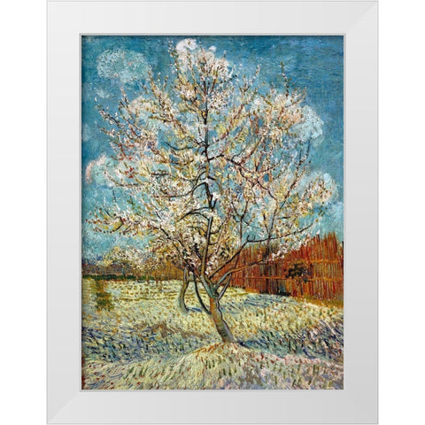 The Pink Peach Tree 1888 White Modern Wood Framed Art Print by Van Gogh, Vincent
