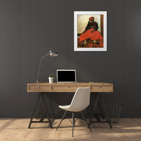 The Seated Zouave White Modern Wood Framed Art Print by Van Gogh, Vincent