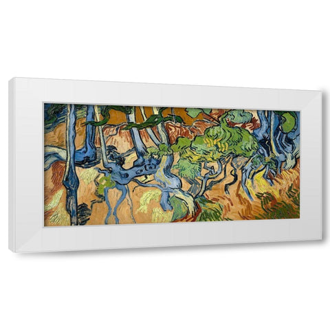 Tree Roots And Trunks, 1890 White Modern Wood Framed Art Print by Van Gogh, Vincent